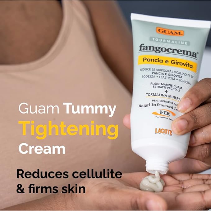 Guam Anti-cellulite Cream for Belly, Hot Skin Tightening Cream for Stomach with Black Tourmaline, Natural Cellulite Remover and Tummy Tightening Cream, 150 ML