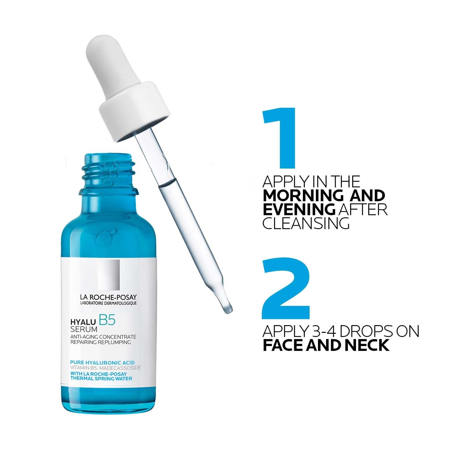 La Roche-Posay Hyalu B5 Hyaluronic Acid Serum – Hydrating Face Serum with Vitamin B5 & Madecassoside for Plump, Radiant Skin