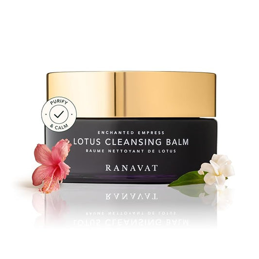 RANAVAT Lotus Facial Cleansing Balm - Gel to Milk Makeup Remover Balm for Balanced & Restored Skin - Resurfacing Facial Cleanser with Blue Tansy Oil + Jasmine - Suitable for All Skin Types (3.4 oz)