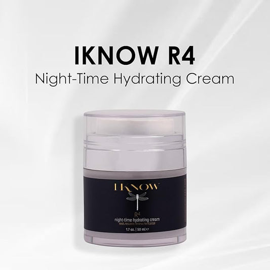 IKNOW R4 Night-Time Hydrating Cream, Hyaluronic Acid Restorative Night Cream, Revitalize with R4 Skincare, Moisturizer Face Cream, Hydrating Skincare for Renewing Night-Time Routine, (1.7oz)