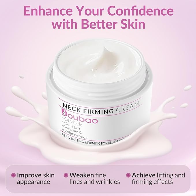 Neck Firming Creams for Tightening and Firming, Moisturizer Face Cream with Collagen, Hyaluronic Acid, Day & Night Anti-Aging Skin Tightening Cream for Neck, Décolleté & Face – 1.7Fl Oz