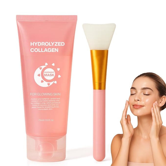 Overnight Collagen Face Mask 75g – Hydrating Peel-Off Sleep Mask for Smooth, Dewy Skin with Niacinamide and Glycerin (1PC)