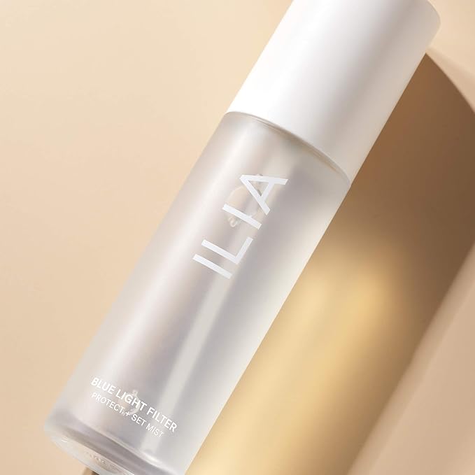 ILIA - Blue Light Face Mist | 3-in-1 Hydrate, Defend, Set Makeup | Ultra-Fine, Non-Sticky, Weightless | Gluten + Silicone-Free | Non-Toxic, Vegan, Cruelty-Free, Clean (Travel Size, 0.47 fl oz | 14ml)