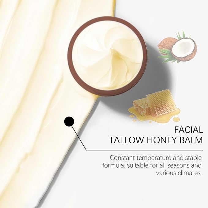 Beef Tallow for Skin,Tallow and Honey Balm,Tallow Face Moisturizer Beef Tallow for Face,Grass Fed Grass Finished Organic Faces Cream,Moisturizer,Body Lotion,Skin Care,Body Cream(2pcs)