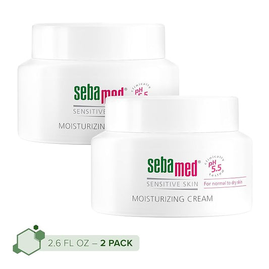 SEBAMED Moisturizing Face Cream for Sensitive Skin Antioxidant pH 5.5 Vitamin E Hypoallergenic 2.6 Fluid Ounces (75mL) Ultra Hydrating Dermatologist Recommended Moisturizer (Pack of 2)