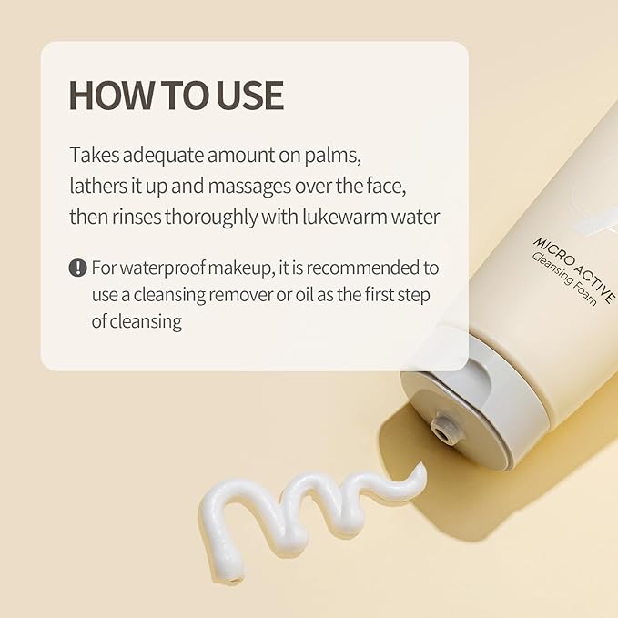 COSNORI Micro Active Cleansing Foam – Vegan, Non-irritating, Korean Facial Cleanser, Skin soothing, 7 Plant Extracts Daily Face Wash, 5.07 fl oz