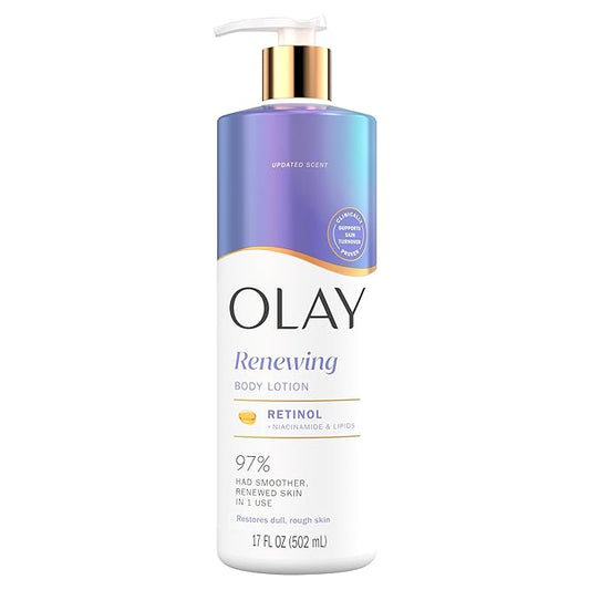 Olay Body Lotion for Women, Smoothing with Retinol Serum, Visibly Smoother Skin, 24hr Moisture & Hydration, Fast Absorbing Formula, Vitamin B3 Complex, For All Skin Types, 17 fl oz