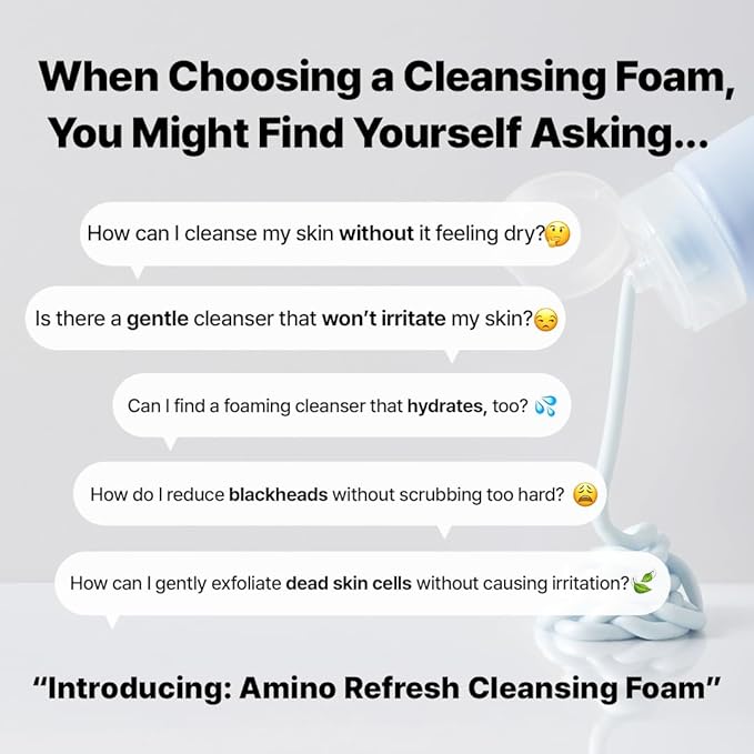 MAKE P:REM Safe Me. Amino Refresh Cleansing Foam, Korean Face Wash, Instant Deep Pore Cleansing, Gentle Exfoliation with BHA & LHA, Korean Skin Care, 5.07 Fl Oz, 150ml