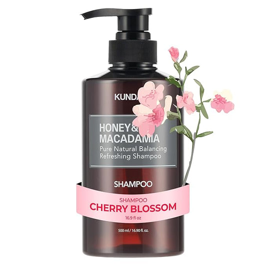KUNDAL Honey & Macadamia Natural Shampoo Korean Hair Care Shampoo Damage Repair Strengthen, Nourish, with Honey, Argan Oil, Macadamia Oil, Free Paraben & Sulfate 16.9 fl oz (Cherry Blossom)