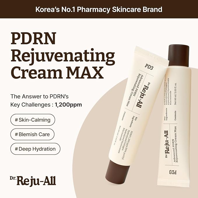 Dr. Reju-All Advanced PDRN Rejuvenating Cream – 99% Pure Salmon DNA PDRN Face Moisturizer – Optimal 1200ppm Concentration for Glow Skin – Korean Anti-Aging Skin Care Face Cream - 2.0 Fl Oz