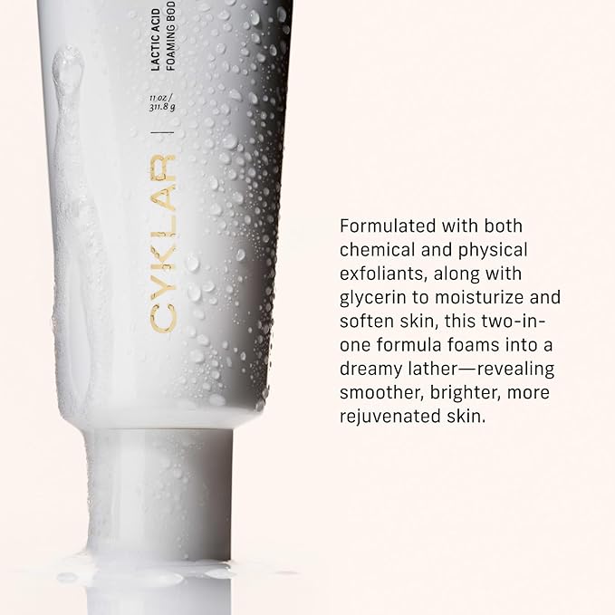 Lactic Acid Foaming Body Polish – Exfoliating Body Wash with Chemical & Physical Smoothers – Includes Glycerin Hydration, Mandelic Acid & Volcanic Pumice. Fragrance-Free, 11 fl oz