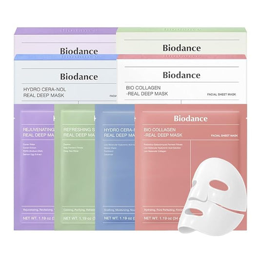BIODANCE Multi-Care Experience Kit: Caviar PDRN, Bio Collagen, Cera-nol & Sea Kelp Real Deep Gel Mask Dicovery Bundle — Glass Skin, Plumping Hydration, Firming, Calming All-in-one Korean Skincare Set