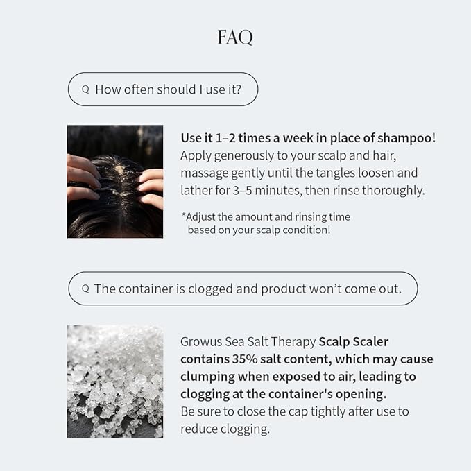 GROWUS Sea Salt Therapy Scalp Scaler - Salicylic Acid, Niacinamide, Dexpanthenol, Exfoliating, Deep Cleansing, Free from Paraben and Sulfate, 2 in 1 Type for Itchy and Oily Scalp (4.23 Oz / 120g)