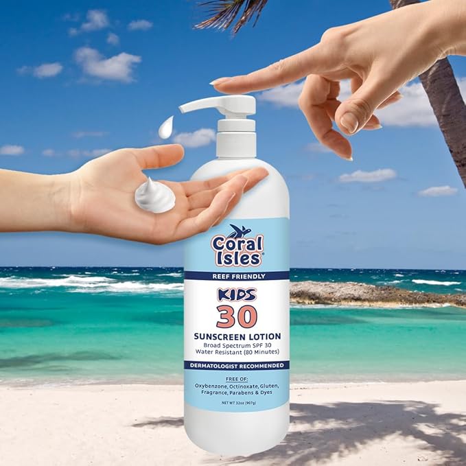 KIDS Rocky Mountain Sunscreen Broad Spectrum | UVA/UVB Protection | Hawaii 104 Reef Act Compliant (Oxybenzone & Octinoxate Free) | Water Resistant 80 Min. | Fragrance Free | Quart With Pump (32 Fl Oz)