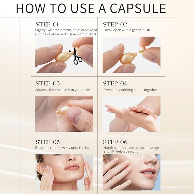 Pro-Retinol Serum For Face Anti-Aging Wrinkle 48 Capsules, Vitamin C,Vitamin A & Vitamin E Collagen Night Serum Oil For Women,Reduces Fine Lines, Smooths, Hydrates & Firms Skin, Travel-Friendly