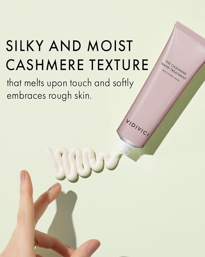 VIDIVICI The Cashmere Hand Cream with Shea Butter – Floral Musk Scented Moisturizer for Dry & Cracked Hands – Repairs Skin Barrier – Soft Silky Texture – 1.69oz