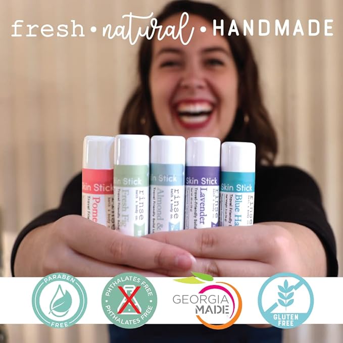 Rinse Bath & Body Lavender Solid Lotion Stick - Natural Lotion Bar w/Shea and Cocoa Butter | Deep Moisturizing No Mess Travel Lotion w/Beeswax, Apricot & Refined Avocado Oil | Handmade |.5oz