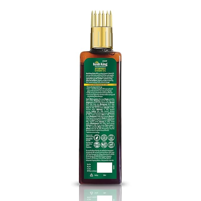 KESH KING Organic Onion Hair Oil with Curry Leaves | Anti Hair Loss & Fall Control Oil | Enhance Hair Growth | Makes Hair Soft, Shiny & Frizz-Free | 6.76 Fl Oz (200ml)