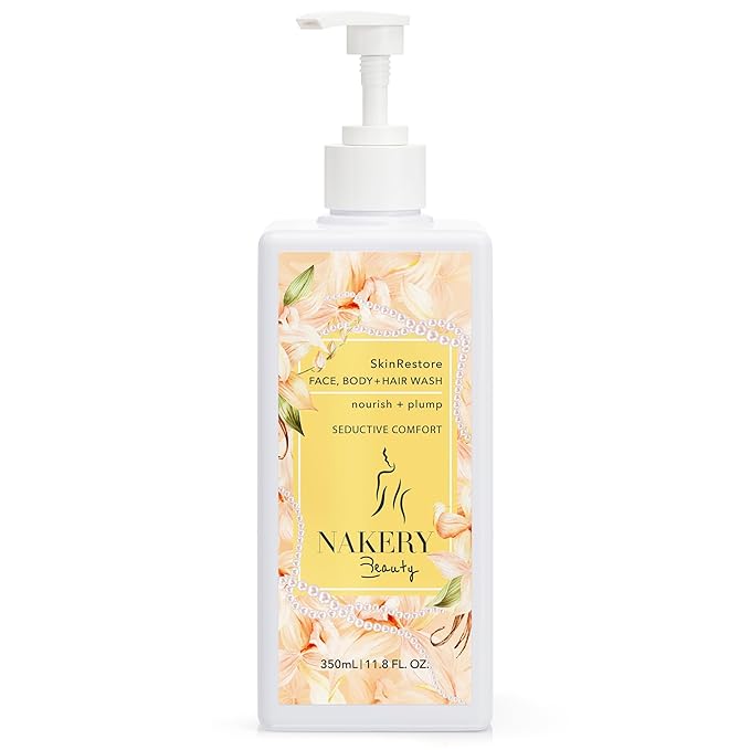 Nakery SkinRestore Hydrating Face & Body Wash with Hyaluronic Acid - Body Wash for Sensitive Skin - Foaming Face Wash & Oil Cleanser for Women 350ml - Sulfate Free & Cruelty Free - Seductive Comfort