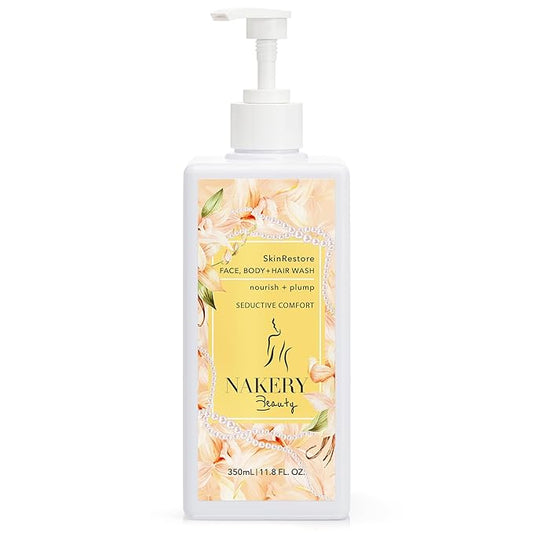 Nakery SkinRestore Hydrating Face & Body Wash with Hyaluronic Acid - Body Wash for Sensitive Skin - Foaming Face Wash & Oil Cleanser for Women 350ml - Sulfate Free & Cruelty Free - Seductive Comfort