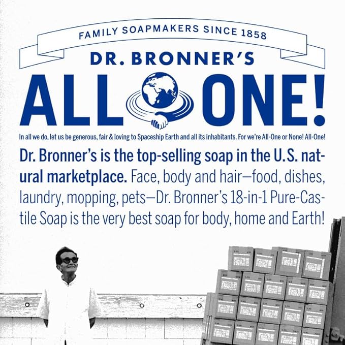 Dr. Bronner's Pure-Castile Magic Bar Soap (Tea Tree, 5 ounce, 6-Pack) - Made with Regenerative Organic Certified Oils, For Face, Body & Hair, Gentle, Vegan, Non-GMO