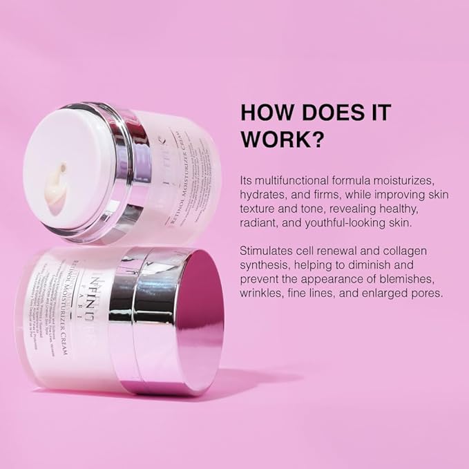 Infinitek Paris Retinol Face Moisturizer Night Cream - Premium Skin Care with Collagen & Vitamin E. Advanced Anti-Aging and Antioxidant Face Cream. Vitamin Enriched Moisturizer for Radiant Skin