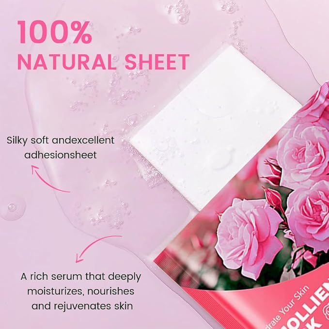 Kaely 12 Pack Rose Face Masks for Kids, Kids Face Mask Spa Day Kit Supplies, Spa Party Favors for Teens Girls Night, Sheet Facial Mask Skincare Gifts Set, Hydrating Soothe for All Skin Types, 03