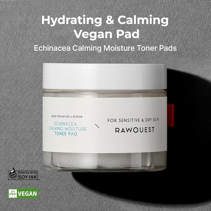 Echinacea Toner Pad 190ml (60ea), Instant Calming Irritation, Moisturizing, Redness Relief, Soothing, Hydrating, Soothing & Moisturizing, Hyaluronic Acid, Echinacea Extract for Sensitive Skin