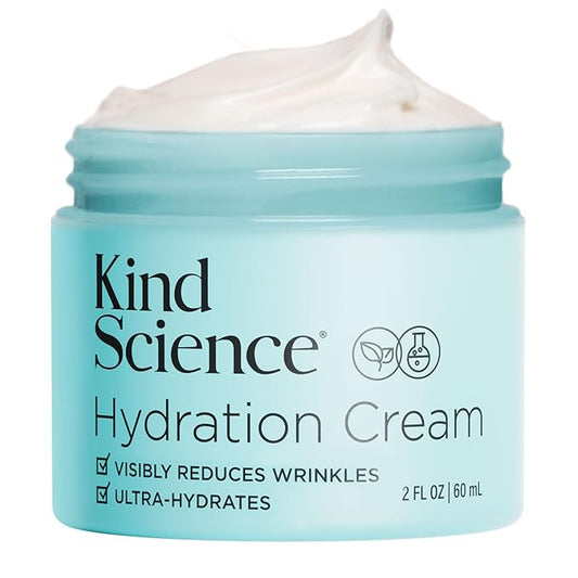 Kind Science Hydration Cream - Moisturizer Face Cream For Women - Anti Aging for Day and Night - Visibly Reduces Wrinkles, Improves Smoothness & Elasticity - Fragrance Free, Cruelty Free, 2 oz