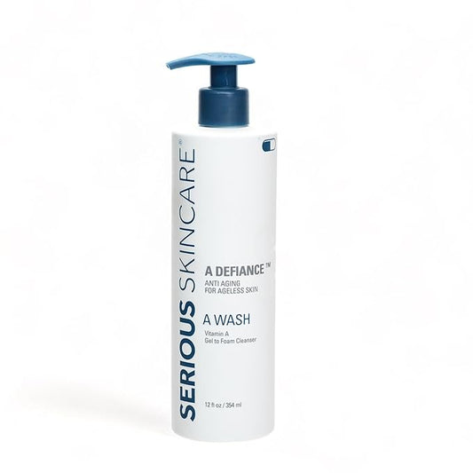 Serious Skincare - Gentle Exfoliating Retinol Facial Cleanser - Skin Hydrating Gel to Foam Vitamin A Wash - Clarify Pores - Removes Makeup, Oil, SPF - Avena Sativa Extract - 12 Oz + 4 Oz