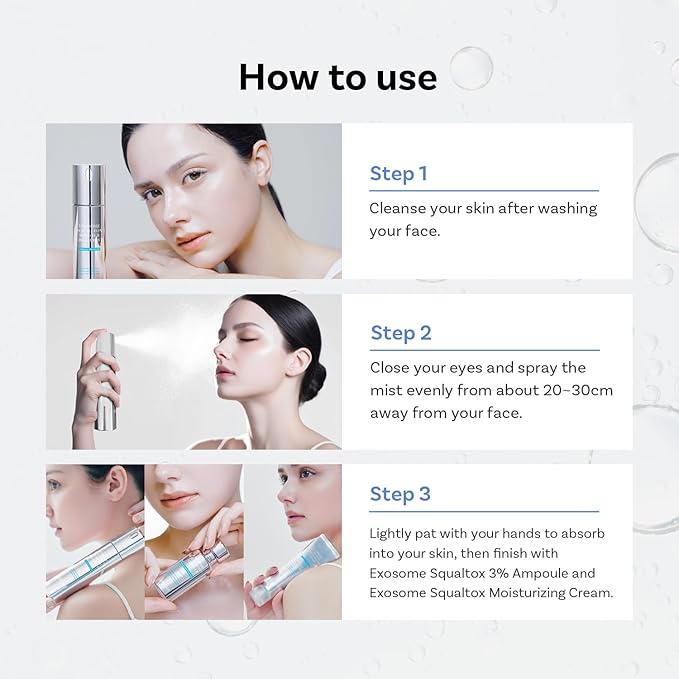 Exosome Squal-Tox Booster Cream Mist 3.38 fl oz (100ml) – Hydrating, Soothing, and Brightening with Squalane, Centella Asiatica, and Niacinamide