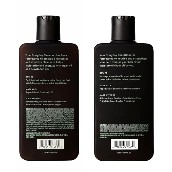 Hawthorne Men's Everyday Shampoo and Conditioner Set. Sulfate Free Shampoo and Conditioner with Pure Avocado Oil and Coconut Oil For Stronger, Healthier Hair. Mint and Eucalyptus Scent. 8 fl. oz each.