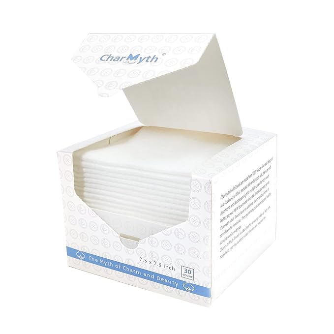 Disposable Face Towels 30 Count Extra Thick, Soft & Skin-Friendly Makeup Remover Wipes - Organic, Cruelty-Free, Degradable Dry Towels for Sensitive Skin