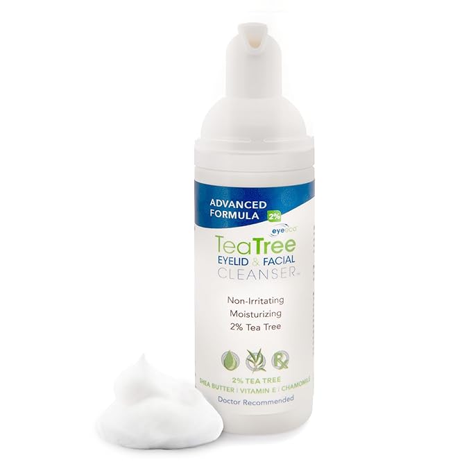 Advanced Tea Tree Eyelid and Facial Cleanser - 50mL - Non-Irritating Eyelash & Eyelid Cleanser Soothes Irritation with Tea Tree, Vitamin E and Shea Butter