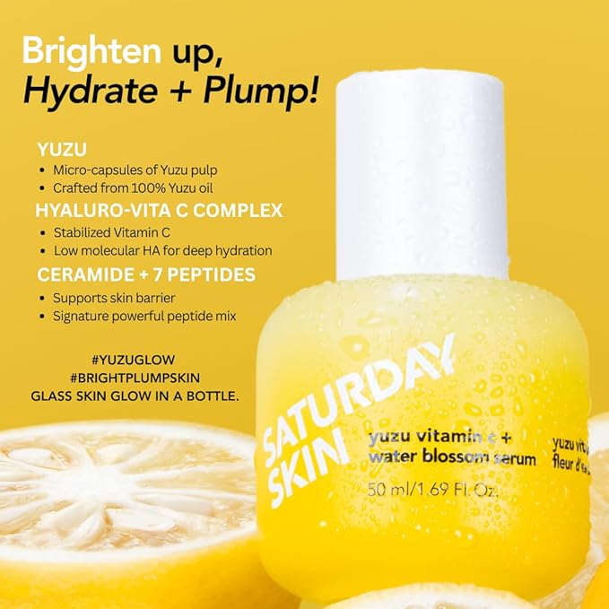 Vitamin C Serum For Face From Yuzu - Brightening Formula With Hyaluronic Acid 7 Peptide Mix And Niacinamide, Deeply Hydrate, Improve Uneven Skin Texture, Vegan, Korean Skin Care (50 ml)