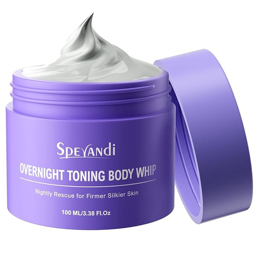 Overnight Toning Whip, Anti-Wrinkle Firming Body Lotion, Smooth & Tight Skin, Helps Target Loose Skin & Stretch Marks Removal on Belly, Thighs & Booty (3.38 OZ)