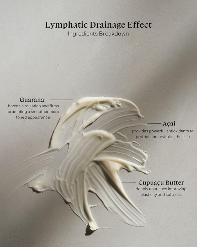 GENTE BEAUTY Lymphatic Drainage Lotion - Detox, Slimming & Tightening - Reduces Measurements, Softens Skin - Vegan Formula with Guarana & Acai - 6.7 FL OZ