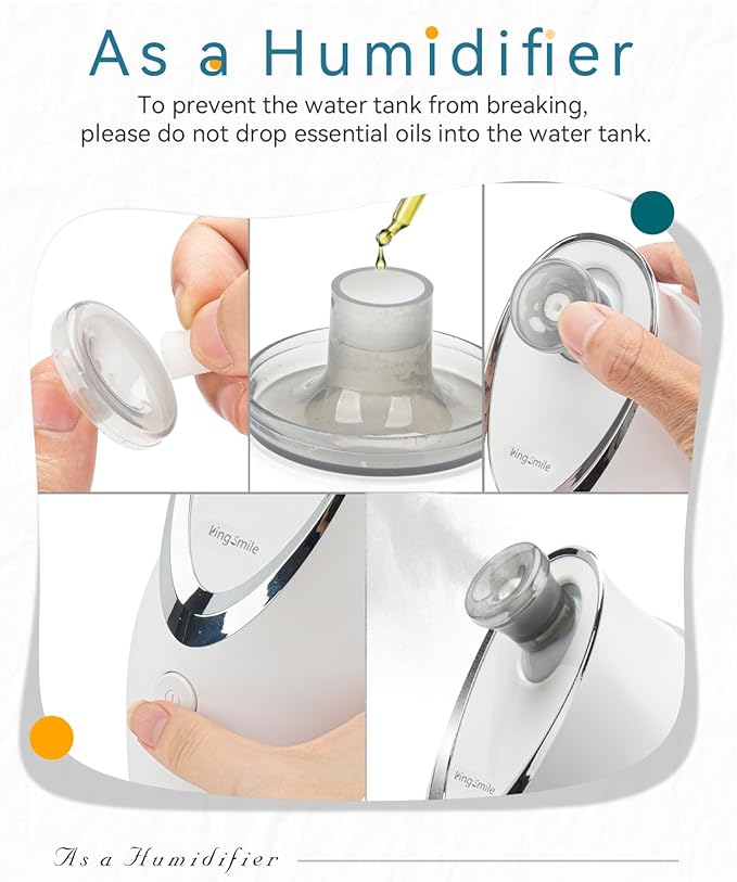 Kingsmile Facial Steamer, 3 in 1 Face Steamer for Facial,Compact NanoSteamer with Aromatherapy,Face Humidifier - Adjustable Nozzle, Warm Mist Steamer for Home SPA, Stainless Steel Skin Kit & Headband