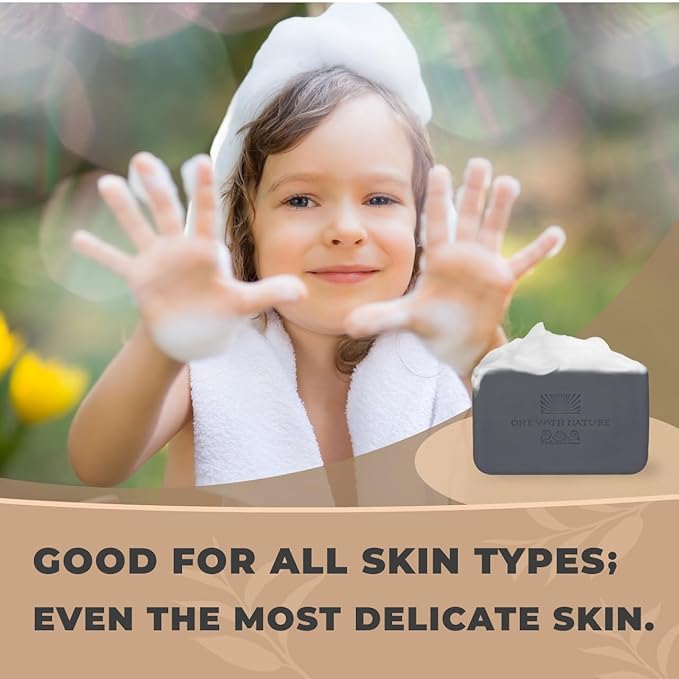 One With Nature Activated Charcoal Soap 7oz 3-Pack – Detoxifying and Exfoliating Charcoal Soap Bar with Dead Sea Salt for Face & Body, for Men & Women