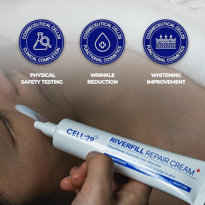 RIVERFILL REPAIR CREAM EGF Centella Niacinamide Deep Wrinkle Moisturizer Anti Aging Rejuvenation Crow’s Feet Glass Skin Korean Skincare Skin Barrier Day & Night Routine 1.35 fl.oz (40ml)