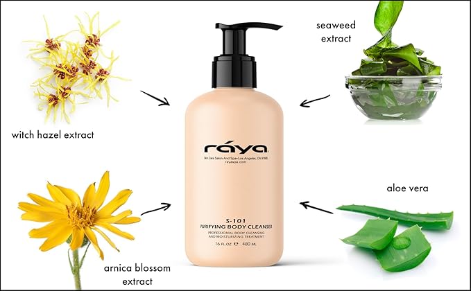 Raya Purifying Body Cleanser 16 oz (S-101) | Gentle Body Wash | Softens and Nourishes | Can Be Used as a Conditioning Hair and Scalp Shampoo | Great for All Skin