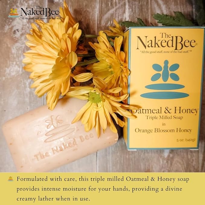 The Naked Bee Oatmeal & Honey Triple Milled Soap, 5 Ounce, 3 Pack, Orange Blossom Honey