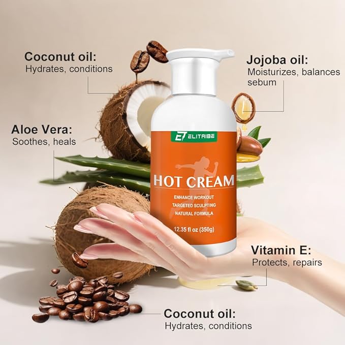 Hot Cream Sweat Enhancer Lotion for Women and Men and Body Sculpting Cellulite Workout Ultra Moisturizing and Invigorating Body Firming Cream with Natural Oils - 12.34 Fluid Ounce