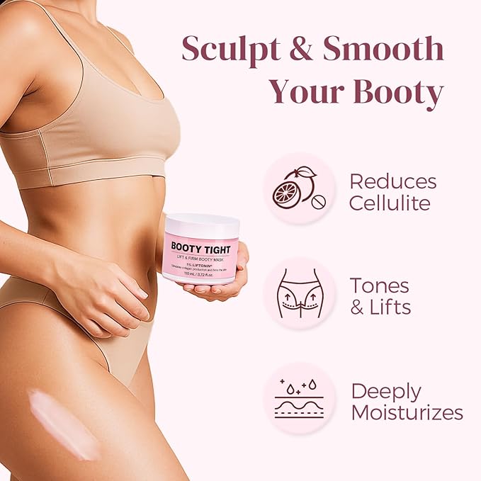 Cellulite Cream Booty Tight Lift and Firm - Smooth & Sculpt Booty, Thighs, Belly & Arms | LIFTONIN® Skin Firming & Toning Bum Mask 3.72 fl oz