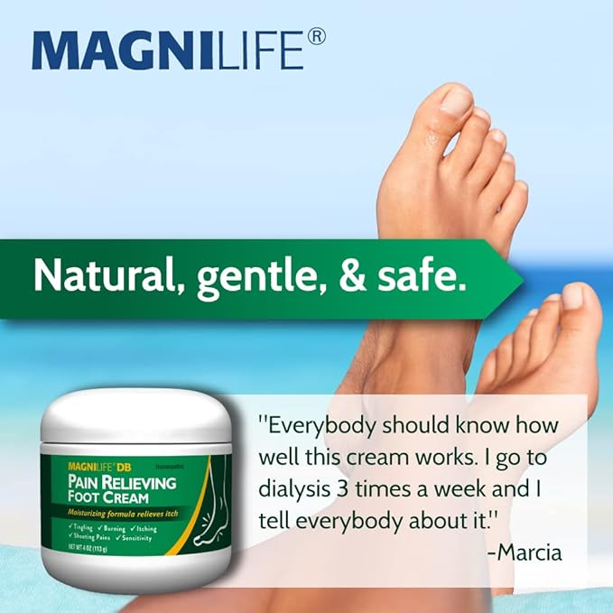 MagniLife DB Foot Cream, Calming Relief for Burning, Tingling, Shooting & Stabbing Foot Sensations - Soothes Dry, Cracked, Itchy, Sensitive Skin (4 oz Jar)