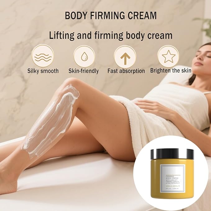 Champagne Firming Body Cream, Advanced Champagne Body Cream with Luxe-Lift Complex - Visibly Tighten & Lift Crepey Skin on Arms, Legs, Hydrating Anti-Aging Champagne Body Firming Cream, 8 oz