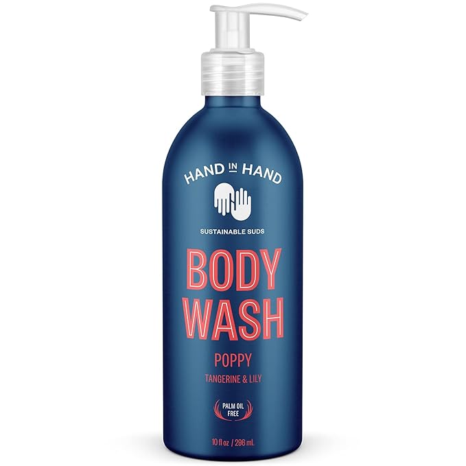 Hand in Hand Body Wash, Gentle Cleanser For All Skin Types, 10 Fl Oz, Tangerine & Lily, Poppy Scent, 2 Pack