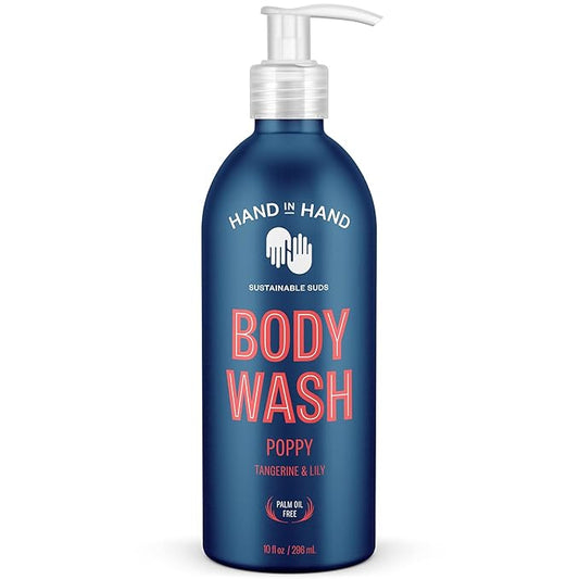 Hand in Hand Body Wash, Gentle Cleanser For All Skin Types, 10 Fl Oz, Tangerine & Lily, Poppy Scent, 2 Pack