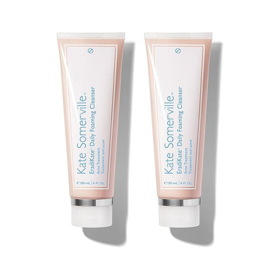 Kate Somerville EradiKate 3% Sulfur Daily Foaming Cleanser Acne Treatment – Clinically Formulated Medicated Face Wash Balances Skin and Cleans Pores, 2-Pack of 4 Fl Oz Each