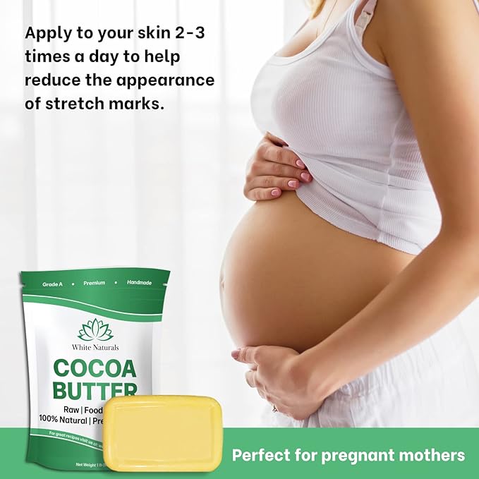 White Naturals Organic Cocoa Butter 8 oz,Unrefined, Raw, 100% Pure, Natural, Food Grade, Great for Hair and Skin, Use For DIY Recipes, Whipped Body Lotions, Soap Making, Creams, Shampoo, Lip Balm